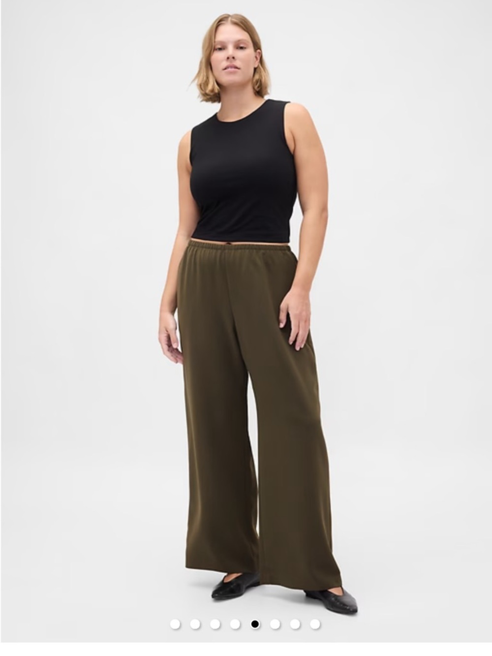 GAP The Easy Pants Wide Leg Pull On Pants NWT Size S Beige Black Moss Green